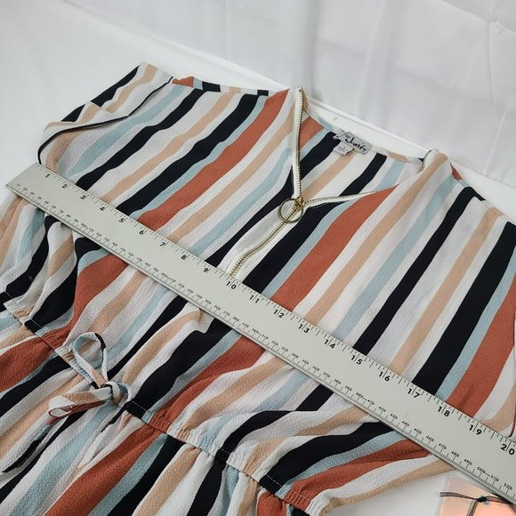 J for Justify Women's Dress Grated Multicolor Cap Sleeves Earth Tones Blouson - Picture 9 of 11